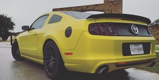 Ford Mustang wrapped in 3M 1080 Satin Bitter Yellow