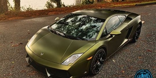 Lamborghini Gallardo wrapped in the new Avery SW Satin Hope Green vinyl