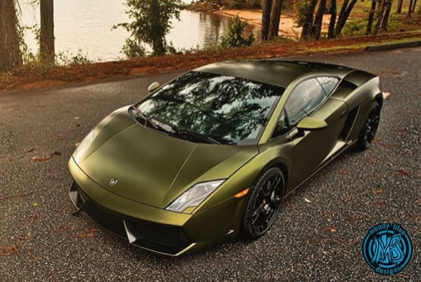 Lamborghini Gallardo wrapped in the new Avery SW Satin Hope Green vinyl