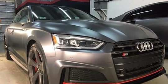 Audi wrapped in Satin Charcoal Metallic vinyl