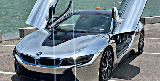Bmw i8 wrapped in 3M 1080 Gloss Silver Chrome vinyl
