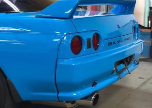 Nissan Skyline wrapped in Gloss Light Blue vinyl