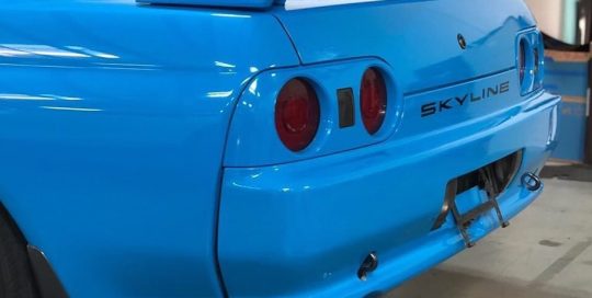 Nissan Skyline wrapped in Gloss Light Blue vinyl