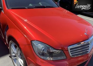 Mercedes Benz wrapped in ORAFOL_Americas 970RA Gloss Luscious Lips & 280G Stone Guard vinyl