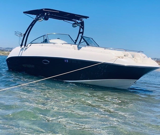 Boat wrapped in Gloss Black vinyl