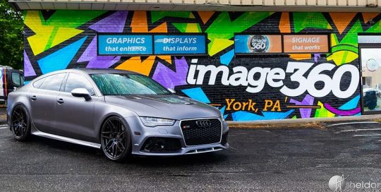 Audi RS7 wrapped in 3M 1080 Satin Dark Gray vinyl