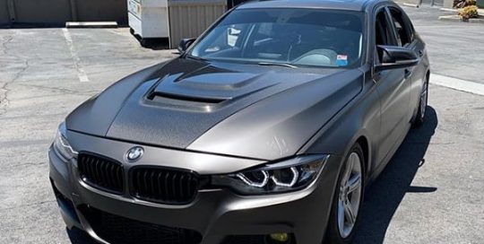 Bmw Series wrapped in Avery SW Satin Dark Basalt vinyl