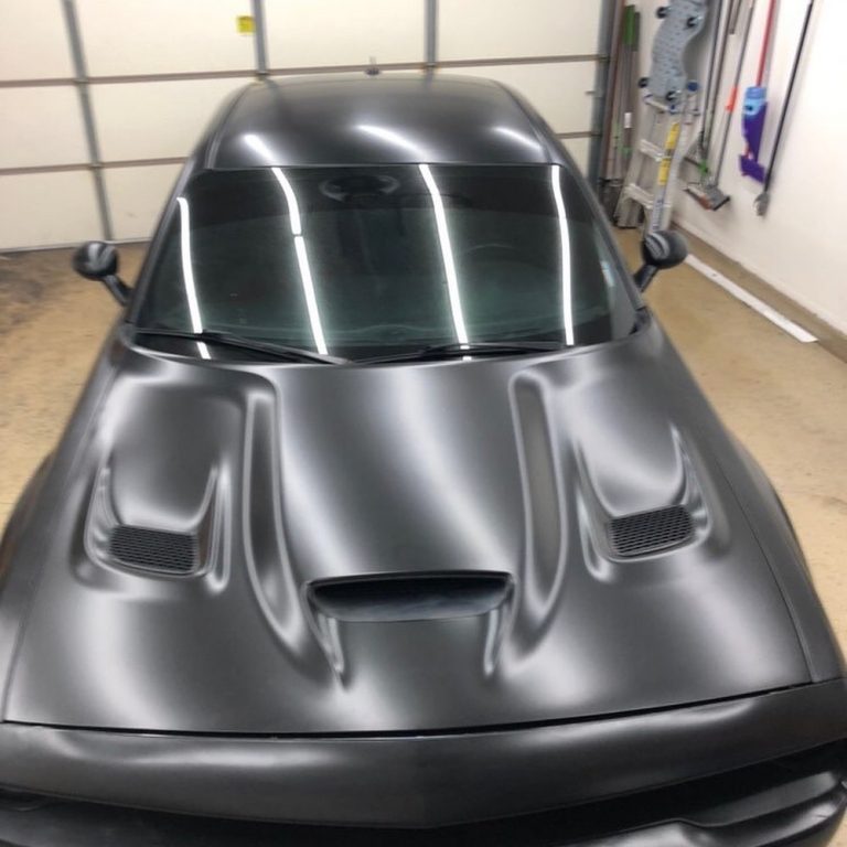 Dodge Challenger wrapped in Satin Black vinyl Vinyl Wrap 3M & Avery Dennison Vinyl Wrap
