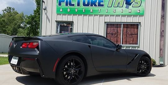 Chevrolet Corvette wrapped in 3M 1080 Matte Black vinyl