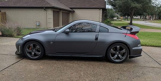Nissan 350z wrapped in Avery SW Matte Charcoal Metallic vinyl