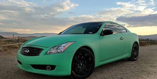 Infiniti wrapped in Avery SW Matte Emerald Green vinyl