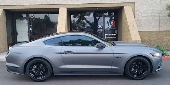 Ford Mustang wrapped in Avery SW Matte Charcoal Metallic vinyl