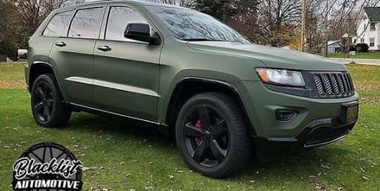 Jeep wrapped in 3M 1080 Matte Military Green vinyl