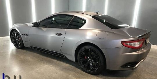 Maserati Granturismo wrapped in Avery SW Brushed Steel Metallic vinyl