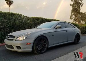 Mercedes Benz CLS55 wrapped in Avery SW Matte Dark Grey vinyl
