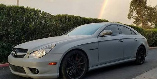 Mercedes Benz CLS55 wrapped in Avery SW Matte Dark Grey vinyl