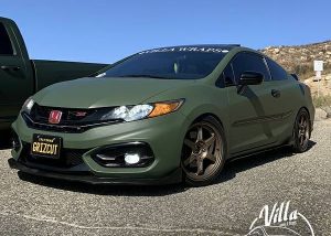 Honda CIvic wrapped in Avery SW Matte Olive Green vinyl
