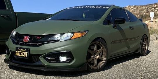 Honda CIvic wrapped in Avery SW Matte Olive Green vinyl
