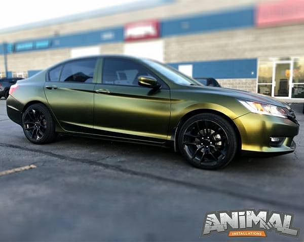 Honda CIvic wrapped in Avery SW Satin Hope Green vinyl