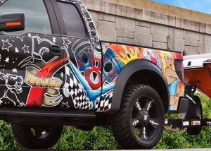 Ford Raptor wrapped in custom printed 180Cv3