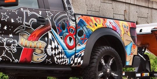 Ford Raptor wrapped in custom printed 180Cv3
