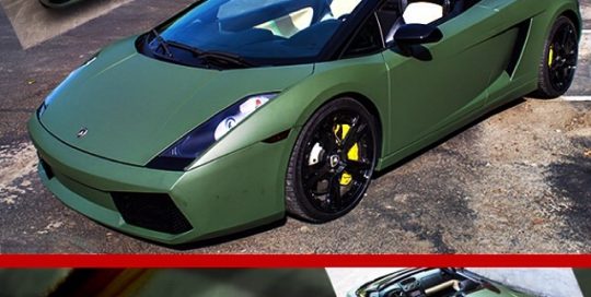 Lamborghini Gallardo wrapped in Matte Military Green vinyl