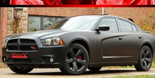 Dodge Charger wrapped in 1080 Matte Black vinyl