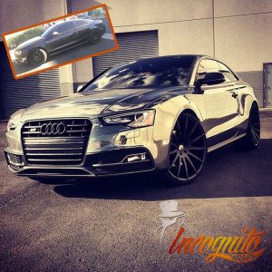 Audi S5 wrapped in Avery Black Chrome vinyl