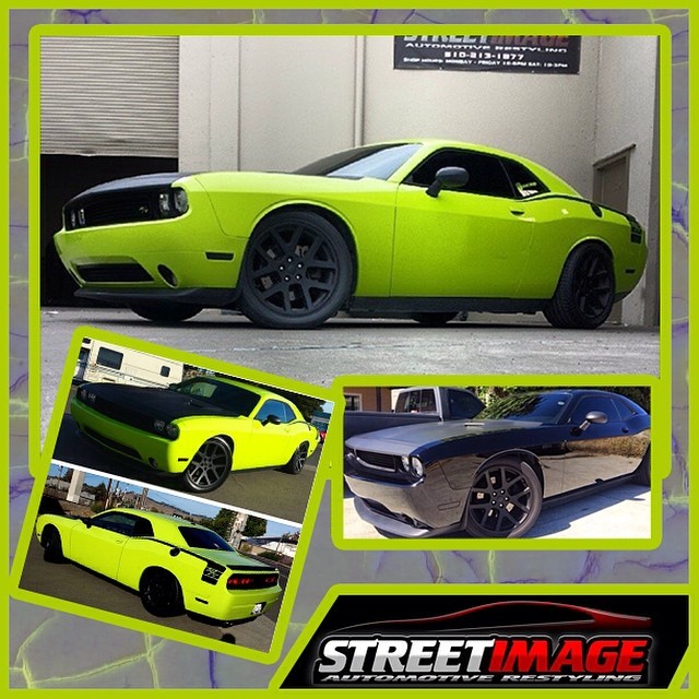 Dodge Challenger wrapped in Avery SW Lime Green vinyl