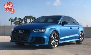 Audi RS3 Wrapped in 3M Matte Blue Metallic Vinyl
