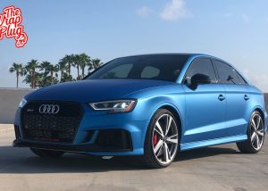 Audi RS3 Wrapped in 3M Matte Blue Metallic Vinyl
