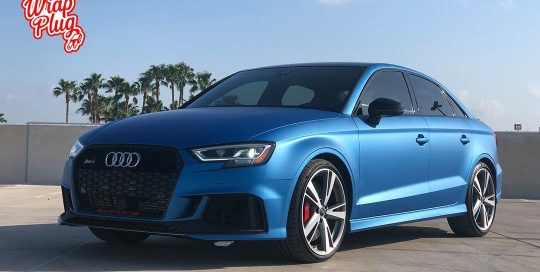 Audi RS3 Wrapped in 3M Matte Blue Metallic Vinyl