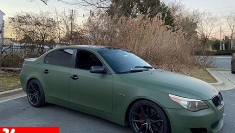 BMW 5Series Wrapped in 3M Matte military Green Vinyl
