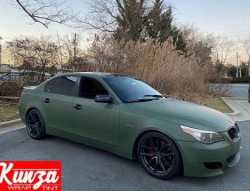 BMW 5Series Wrapped in 3M Matte military Green Vinyl