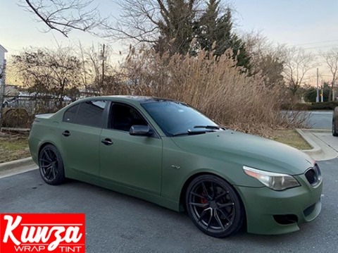 BMW 5Series Wrapped in 3M Matte military Green Vinyl