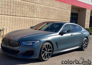 BMW 8Series Wrapped in 3M Satin Thundercloud Vinyl