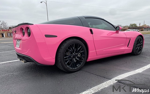 Chevy Corvette Wrapped in 3M Gloss Hot Pink Vinyl