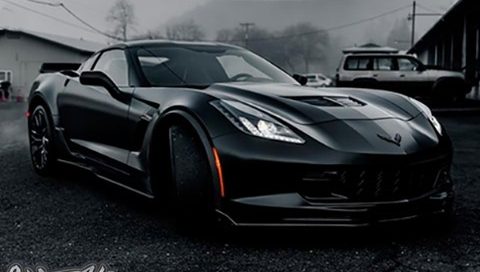 Chevy Corvette Z06 Wrapped in 3M Satin Black Vinyl