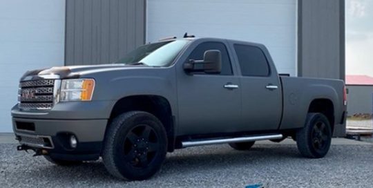GMC Sierra Wrapped in Avery Dennison Matte Charcoal Metallic Vinyl