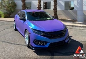 Honda Civic in 3M Satin Flip Glacial Frost Shade Shifting Vinyl