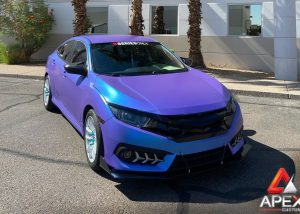 Honda Civic in 3M Satin Flip Glacial Frost Shade Shifting Vinyl