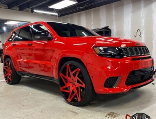 Jeep Wrapped in 3M Gloss Hot Red Vinyl