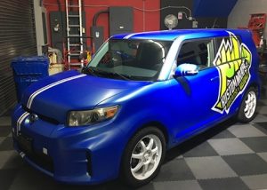 Scion Wrapped in Avery Satin Wave Blue Vinyl