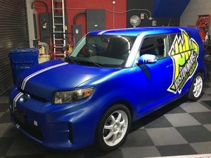 Scion Wrapped in Avery Satin Wave Blue Vinyl