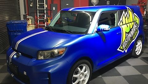 Scion Wrapped in Avery Satin Wave Blue Vinyl