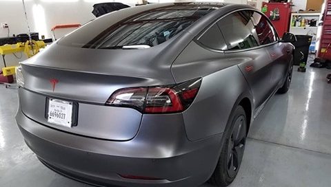 Tesla Wrapped in 3M Satin Dark and Satin Black Vinyl